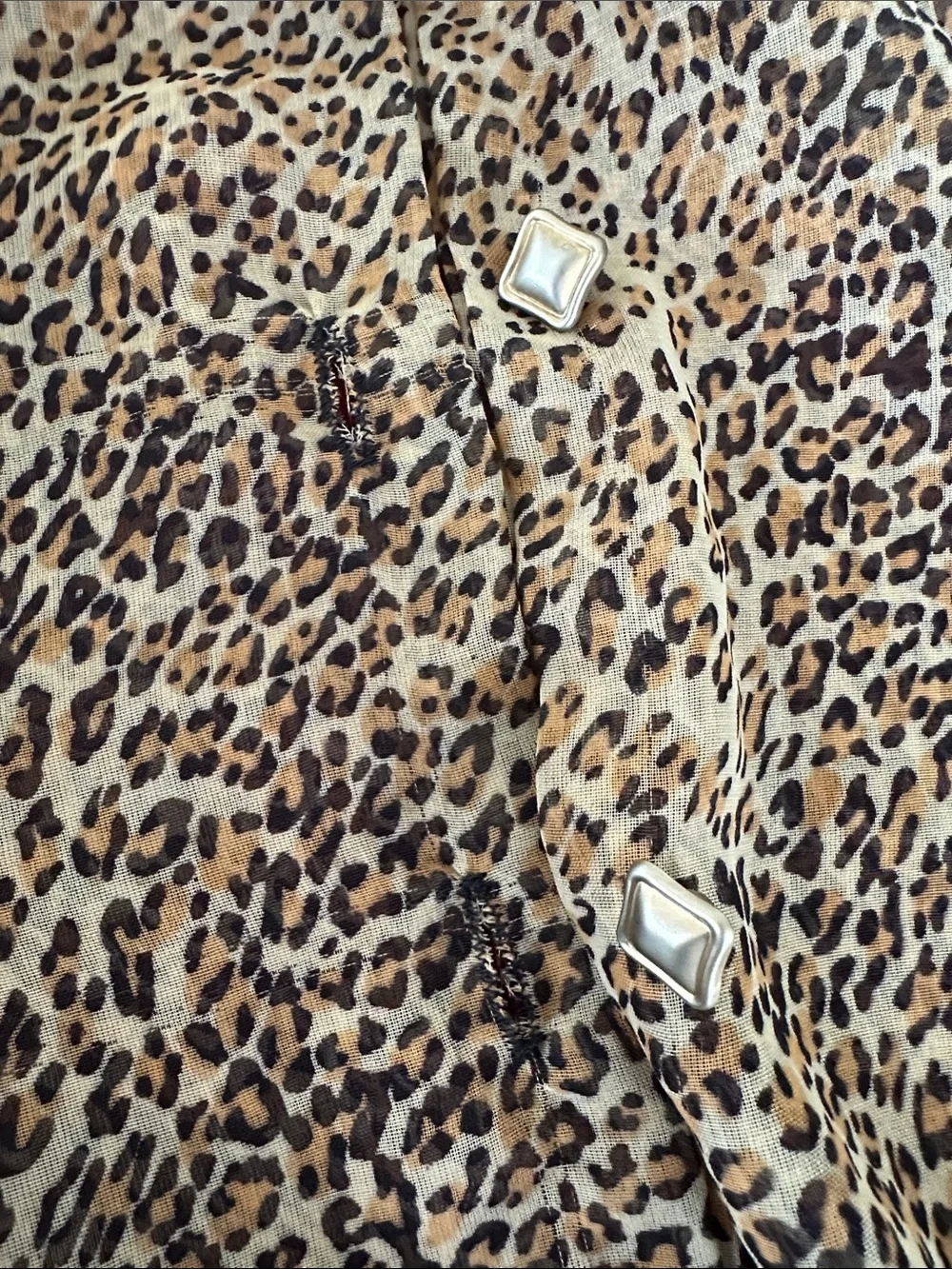 Vintage 80s Accessory Institute Leopard Print‎ Button-Front Polyester Scarf
